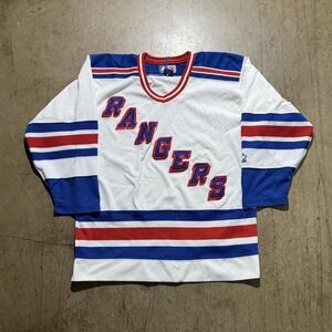 Vintage New York Rangers Jersey Mens Large White NHL Hockey Starter Striped 90s